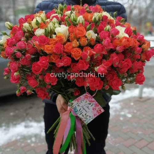Букет 51 кустовая  роза микс  